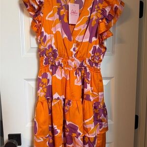 Entro Orange and Purple Floral Dress
